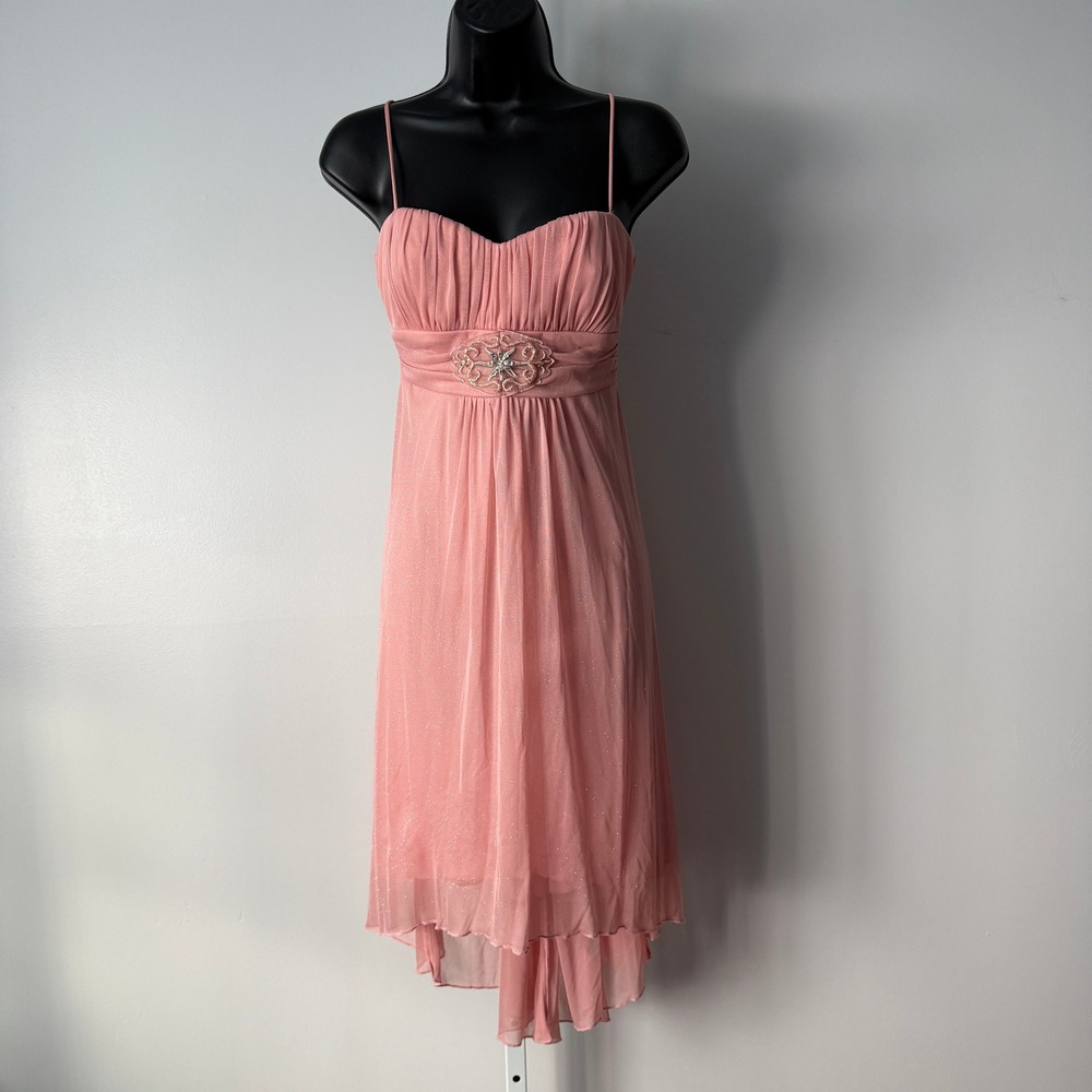 Y2K Speechless M Pink Dress Glitter Asymmetrical‎ Beaded Fairycore Babydoll